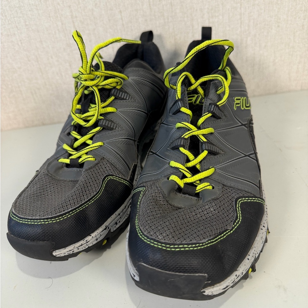 Fila Black and Gray Trail Shoes with Lime Highlights - Picture 9 of 12